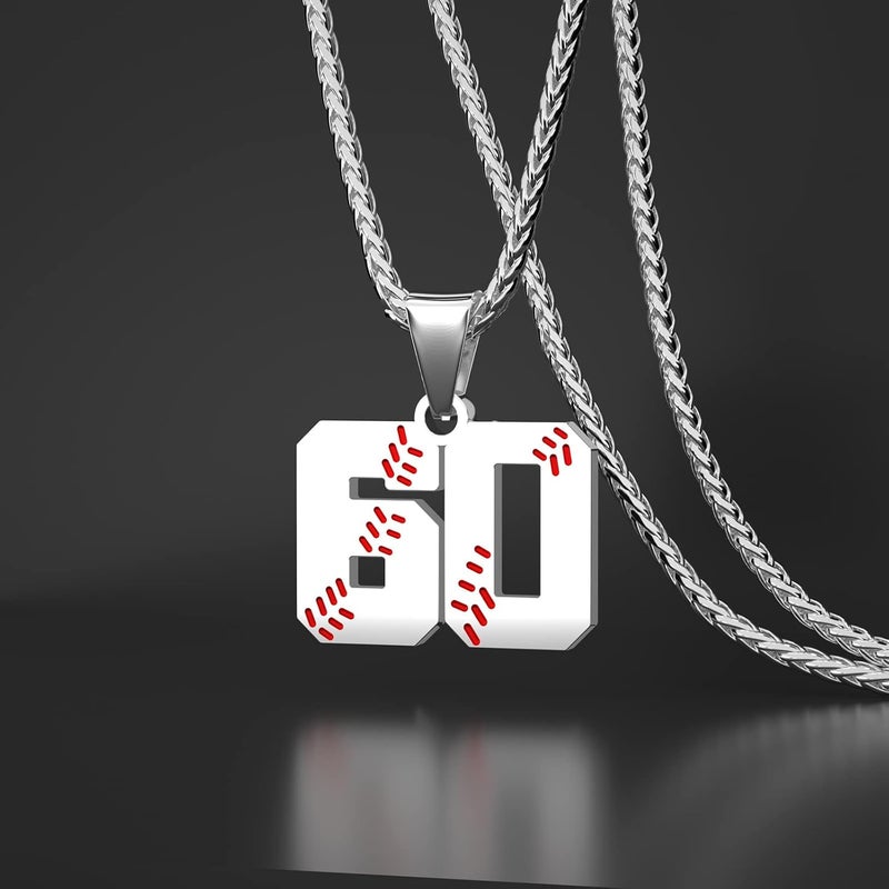 Wikavanli Personalized Baseball Jersey Number 00-99 Necklace - Stainless Steel Baseball Chain Pendant Necklace - Team Jewelry Gift for Boys, Girls, Men, Women - Image 2